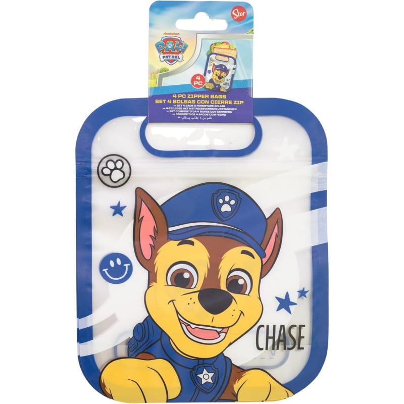 Set 4 Bolsas Con Cierre Zip Paw Patrol