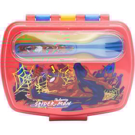 Sandwichera Rectangular Con Cubiertos Spiderman