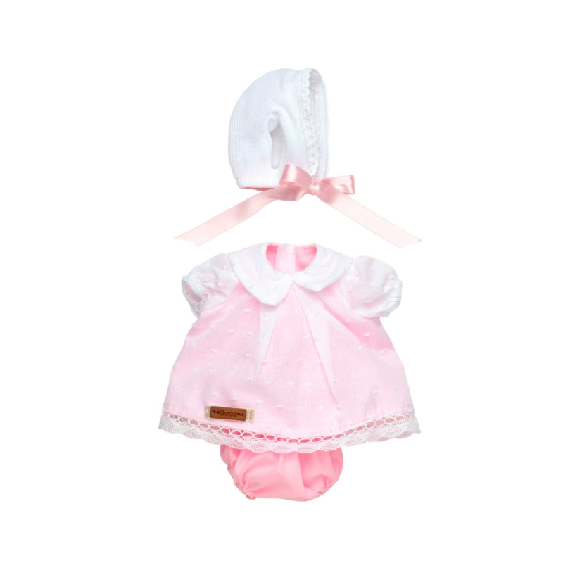 Guca Vestido Rosa Y Blanco Con Capota Y Lazo 32 Cm