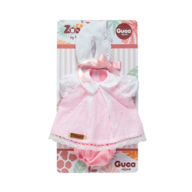 Guca Vestido Rosa Y Blanco Con Capota Y Lazo 32 Cm De Muñecas Guca