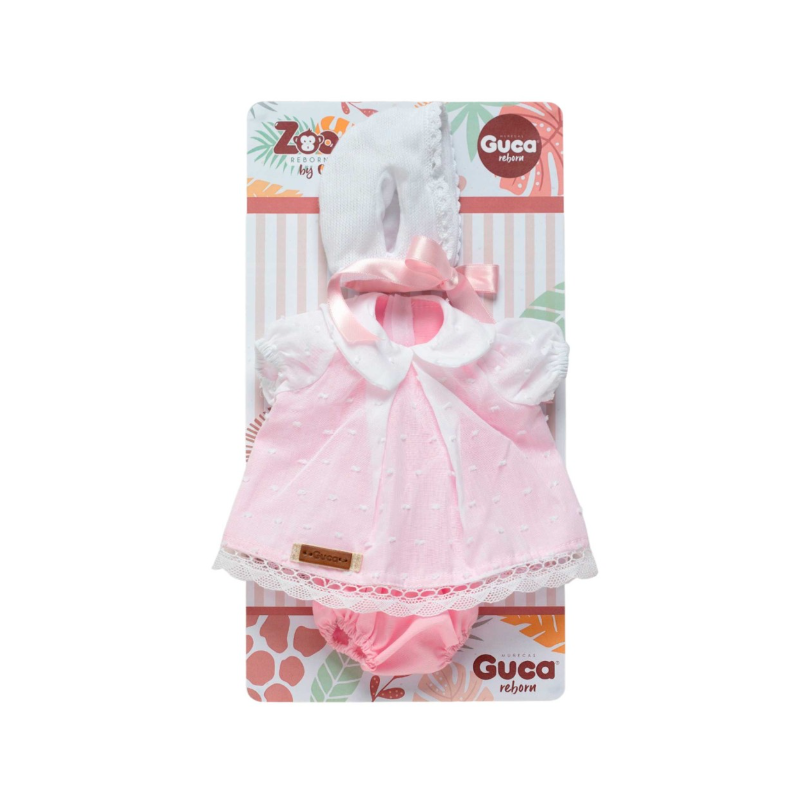 Guca Vestido Rosa Y Blanco Con Capota Y Lazo 32 Cm De Muñecas Guca