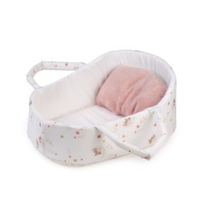 Guca Capazo Blanco Y Rosa Con Cojín 42-46 Cm De Muñecas Guca