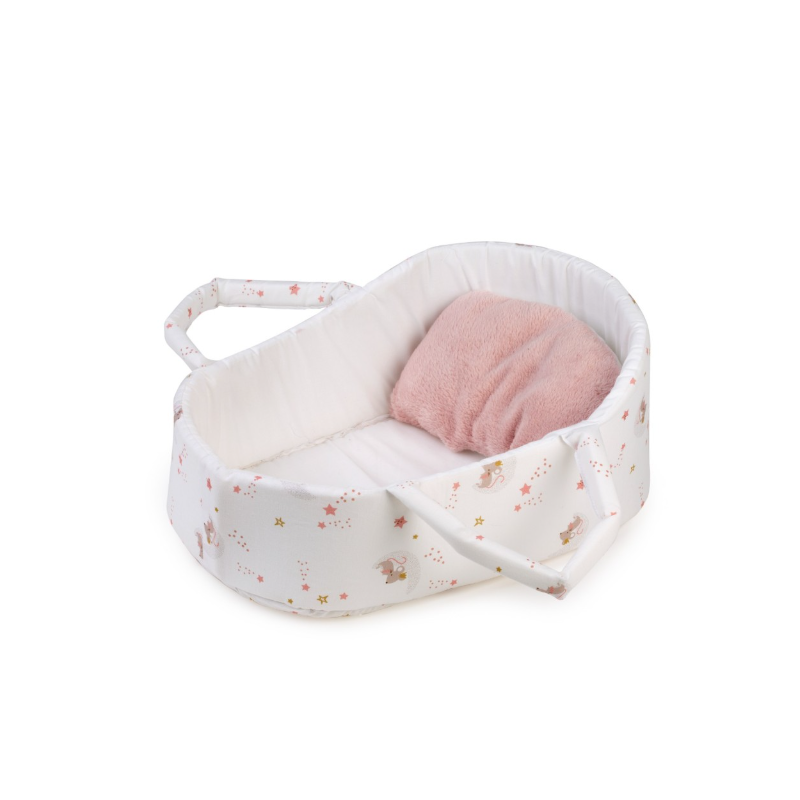 Guca Capazo Blanco Y Rosa Con Cojín 42-46 Cm De Muñecas Guca