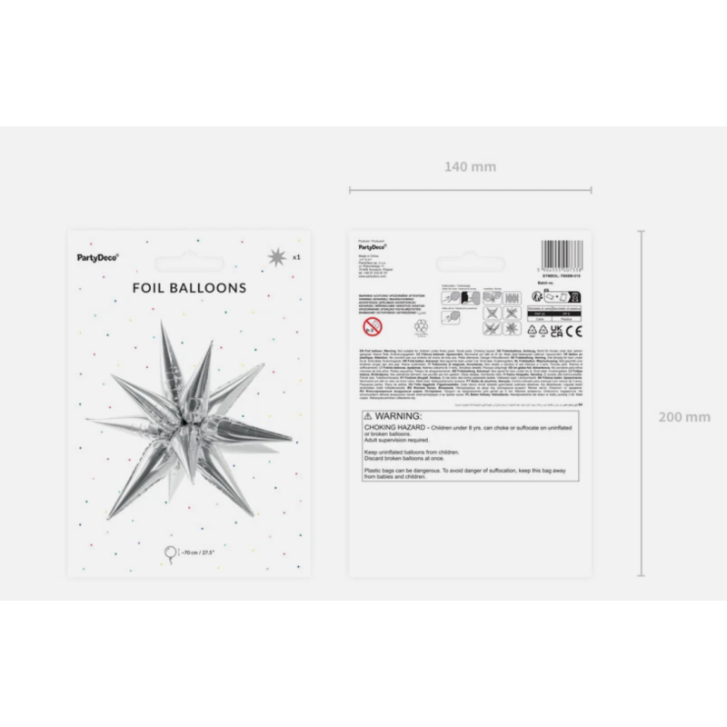 Globo Foil Estrella 3D 70Cm Plateado