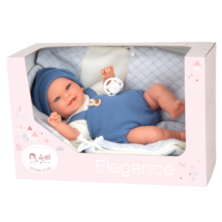 Muñecas Arias Elegance Babyto Azul Con Manta 35 Cm