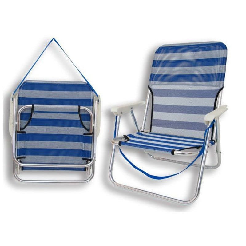 Silla Playa Aluminio/Textileno Baja Azul a Rayas