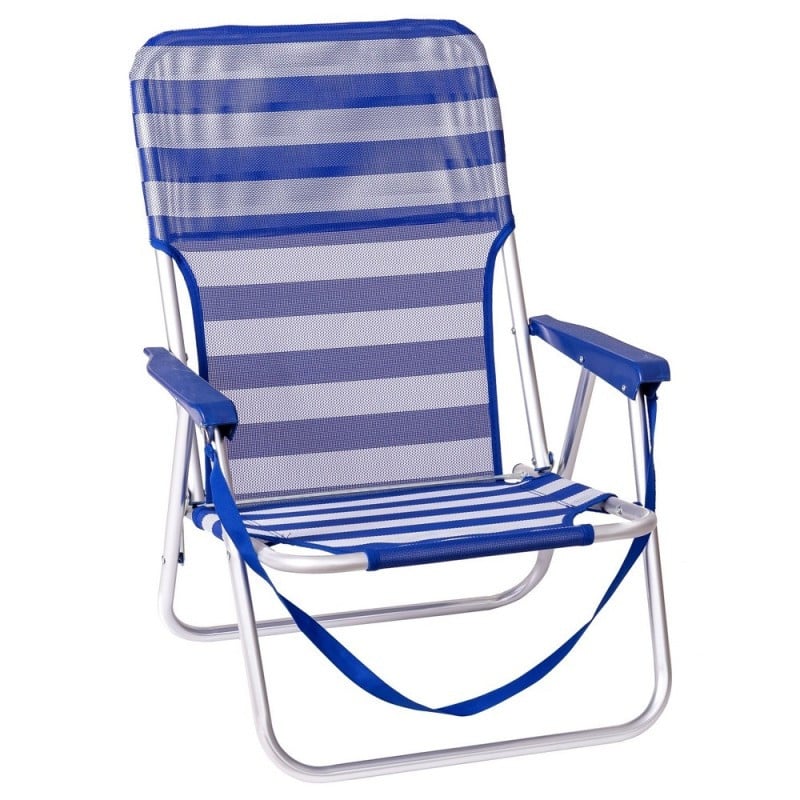 Silla Playa Aluminio/Textileno Baja Azul a Rayas