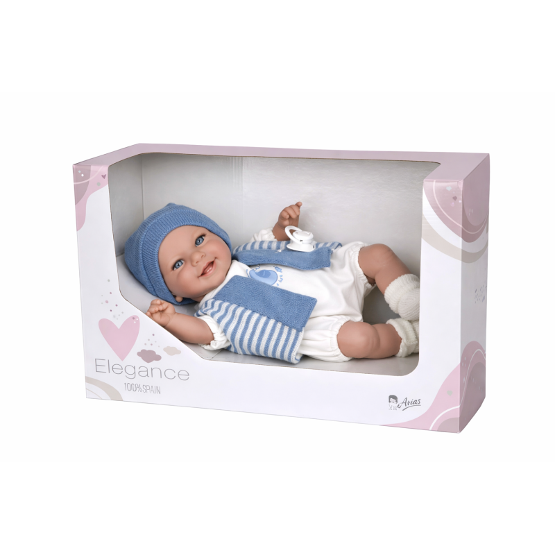 Muñecas Arias Elegance Babyto Azul Mecanismo Risa 35 Cm