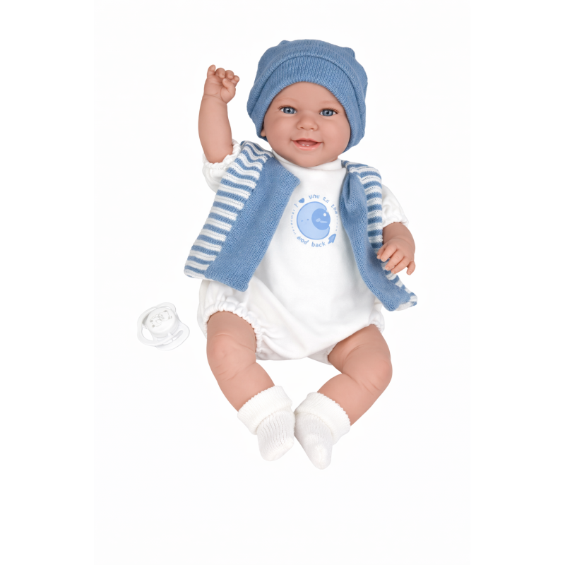 Muñecas Arias Elegance Babyto Azul Mecanismo Risa 35 Cm