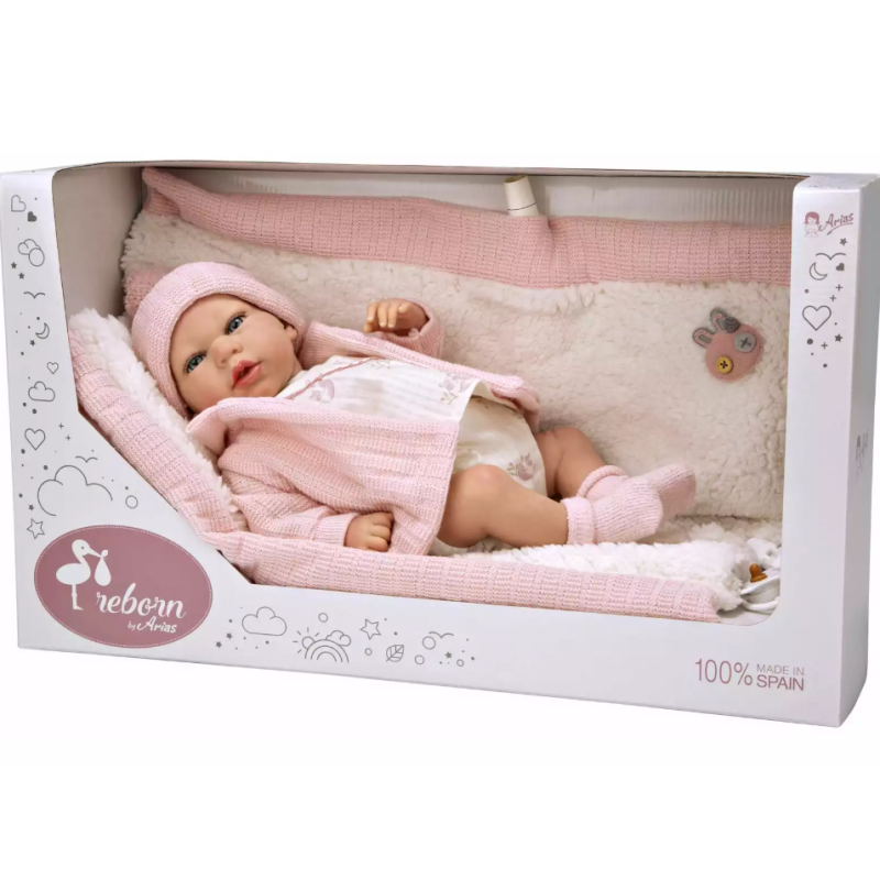 Muñecas Arias Reborn Marta Rosa Con Manta 40 Cm