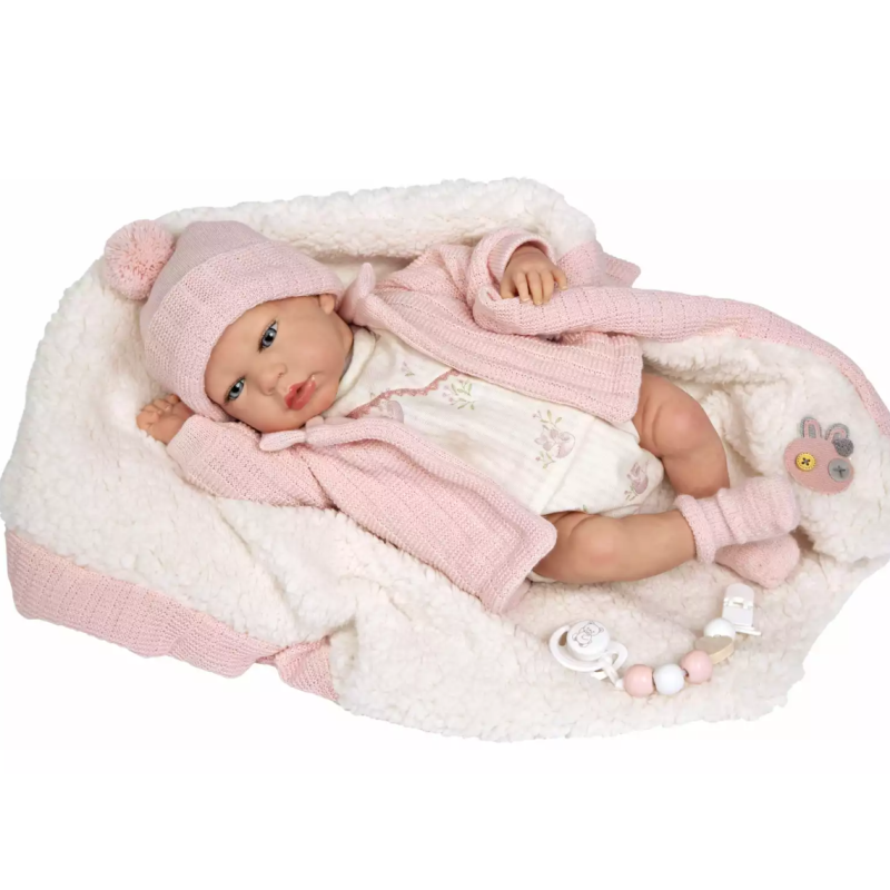 Muñecas Arias Reborn Marta Rosa Con Manta 40 Cm
