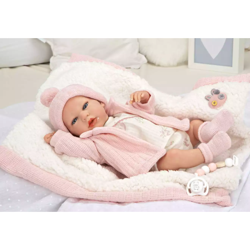 Muñecas Arias Reborn Marta Rosa Con Manta 40 Cm