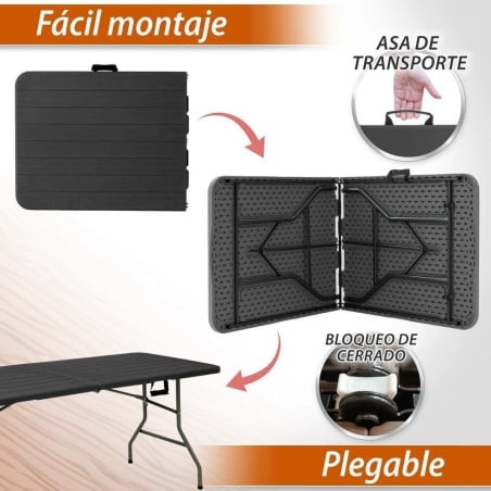 Mesa Doble Plegable Ceniza 180x74CM