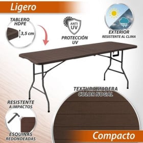 Mesa Doble Plegable Nogal 180x74CM 2