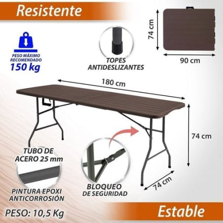Mesa Doble Plegable Nogal 180x74CM