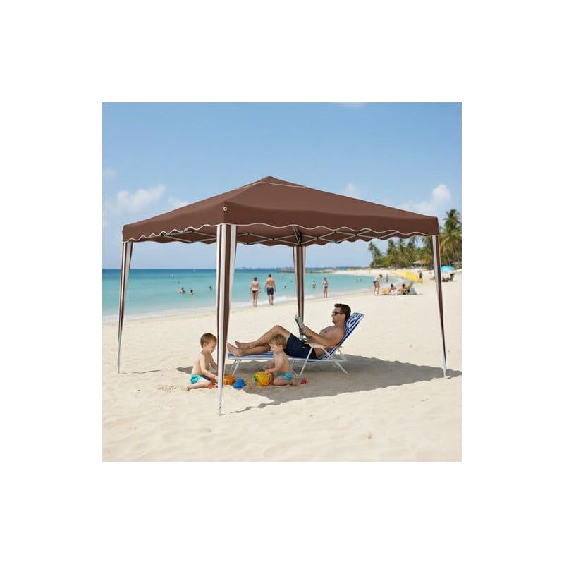 Gazebo Plegable Acero Marrón 3X3X3M