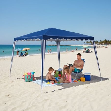 Gazebo Desmontable Acero Azul 3X3X2.45CM