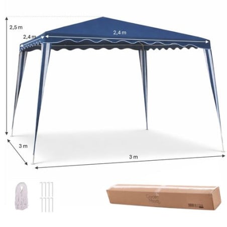 Gazebo Desmontable Acero Azul 3X3X2.45CM