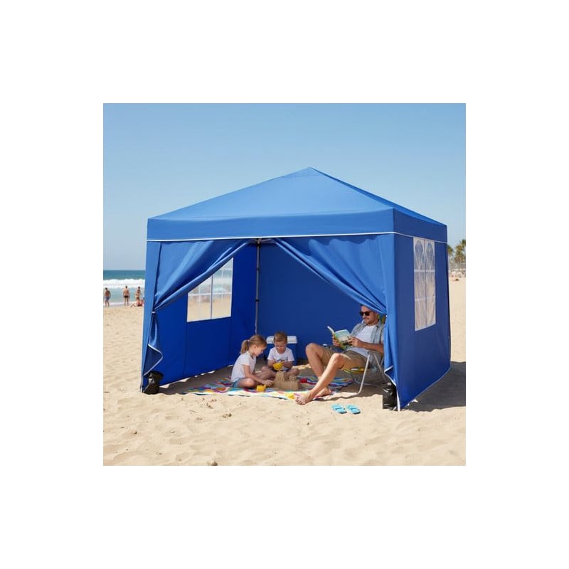 Gazebo Plegable Cerrado Acero Azul 3X3X2.6CM