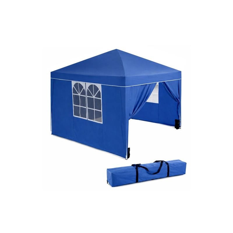 Gazebo Plegable Cerrado Acero Azul 3X3X2.6CM