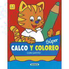 Súper Calco Y Coloreo Con Gatito