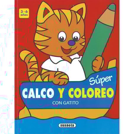 Súper Calco Y Coloreo Con Gatito