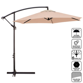 Parasol Excéntrico Acero/Poliéster Moka 300CM
