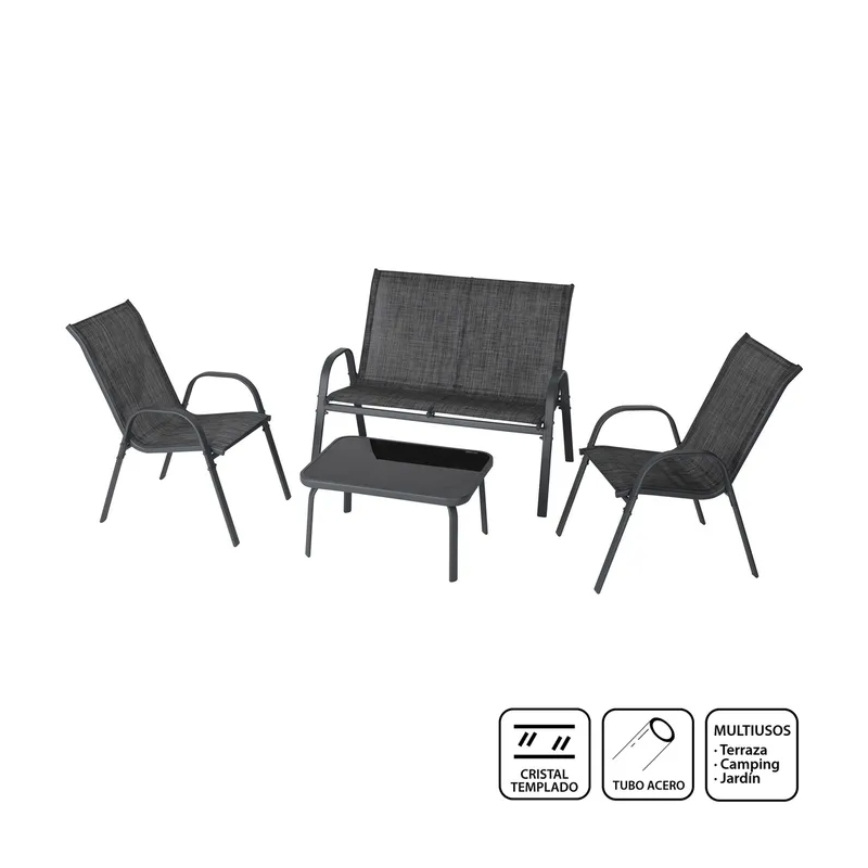 Set Sofá + 2 Sillones + Mesa 280x160x90CM