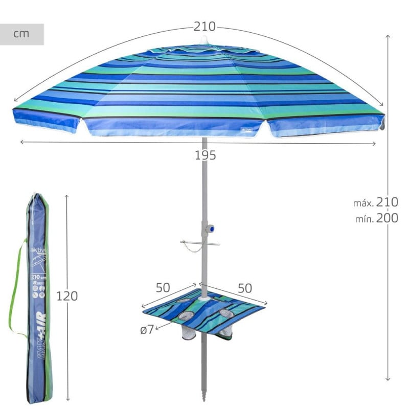 Sombrilla Playa Con Mesa Y Pared Lateral
