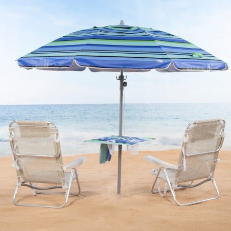 Sombrilla Playa Con Mesa Y Pared Lateral