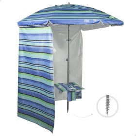 Sombrilla Playa Con Mesa Y Pared Lateral