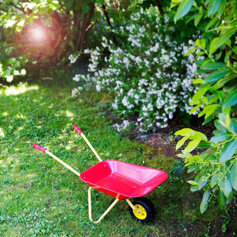 Carretilla De Metal Roja