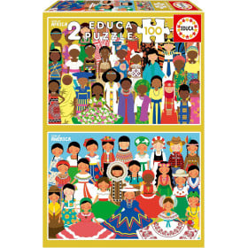Puzzle Niñas De América Y África 2x100 Pzs