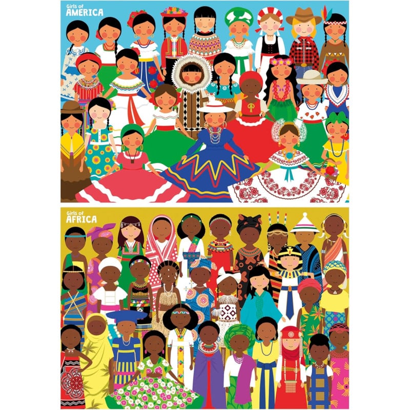 Puzzle Niñas De América Y África 2x100 Pzs