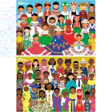 Puzzle Niñas De América Y África 2x100 Pzs