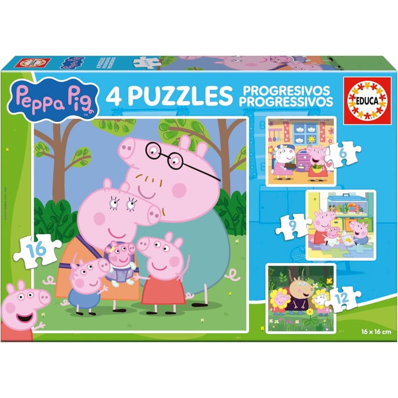 Puzzle Progresivo Peppa Pig 6/9/12/16 Pzs De Educa Borras