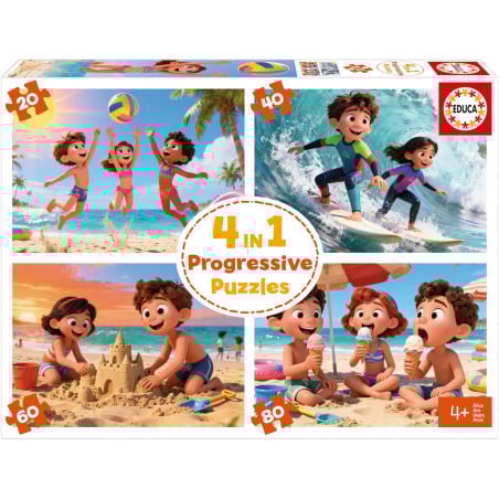 Puzzle Múltiple Día De Playa 20/40/60/80 Pzs De Educa Borras