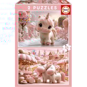 Puzzle Unicornios Dulces 2x48 Pzs