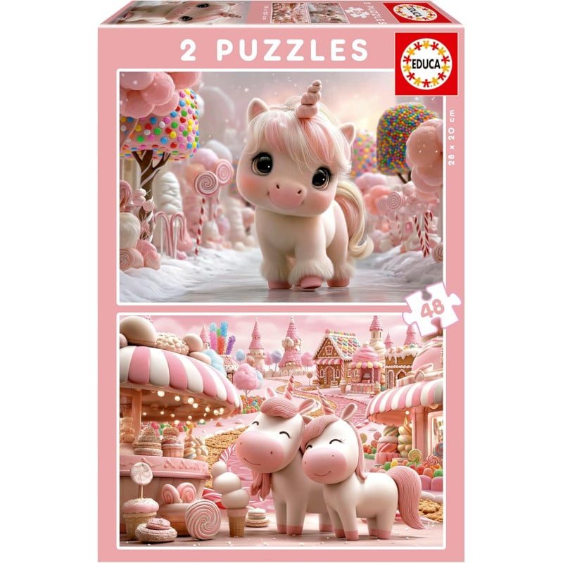 Puzzle Unicornios Dulces 2x48 Pzs De Educa Borras