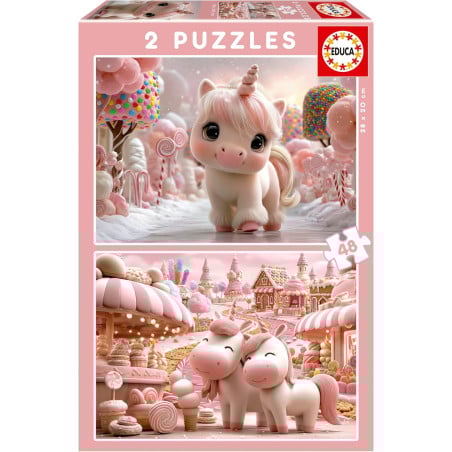 Puzzle Unicornios Dulces 2x48 Pzs De Educa Borras