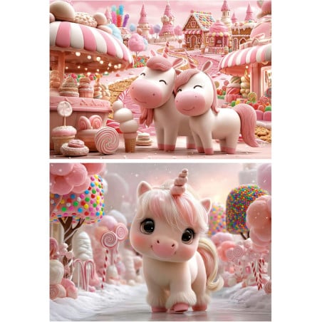 Puzzle Unicornios Dulces 2x48 Pzs
