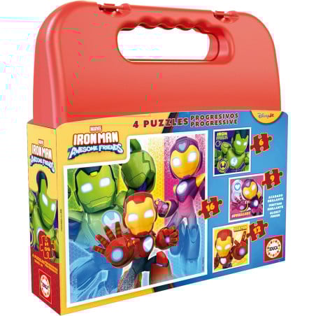 Puzzle Progrresivo Maleta Iron Man And Friends 6/9/12/16 Pzs De Educa Borras