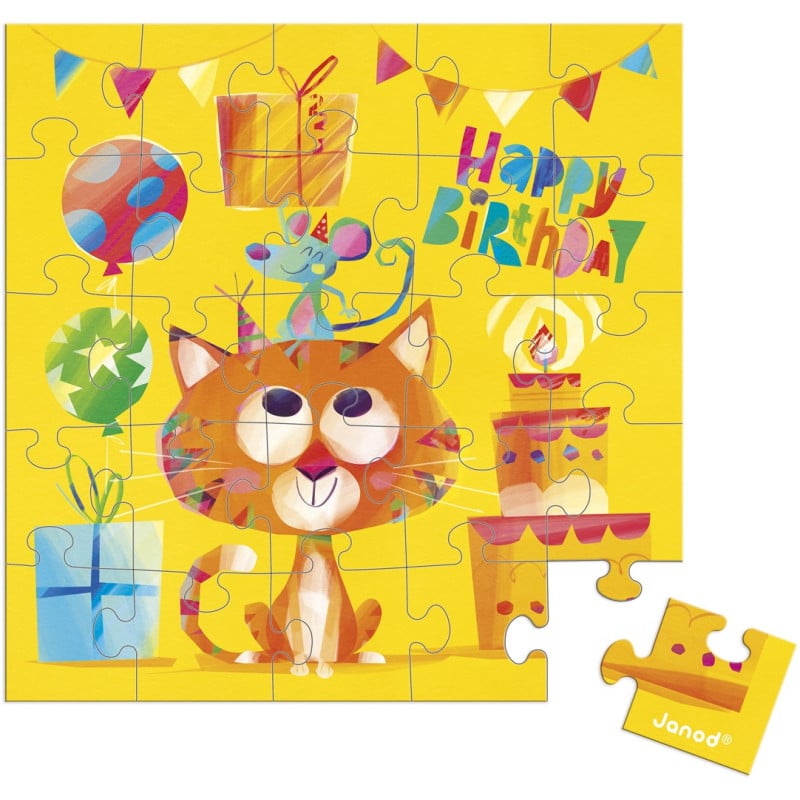 Janod Tarjeta Puzle Cumpleaños Gato