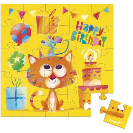 Janod Tarjeta Puzle Cumpleaños Gato
