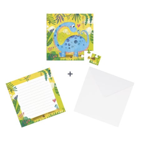 Tarjeta Puzle Mamá Dino Y Su Bebé