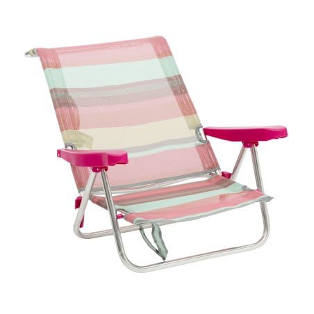 Silla De Playa Baja Multiposición Rayas Summer Coral