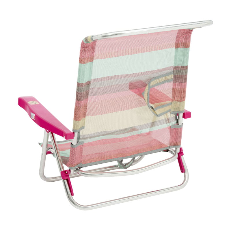 Silla De Playa Baja Multiposición Rayas Summer Coral