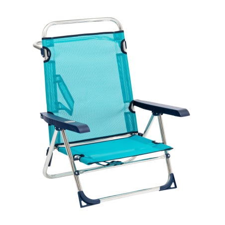Silla De Playa Baja Multiposición Con Pata Trasera Turquesa De Alco