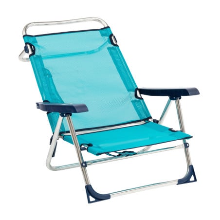 Silla De Playa Baja Multiposición Con Pata Trasera Turquesa