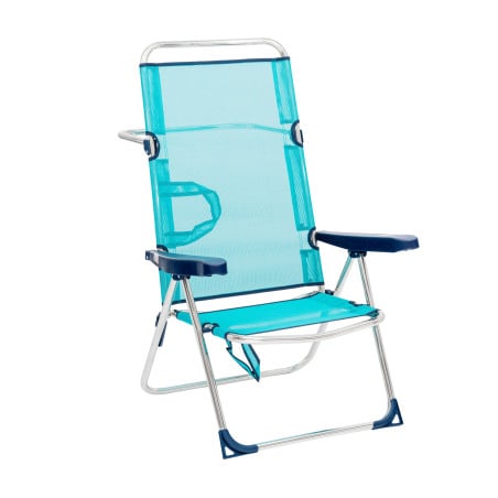 Silla De Playa Alta Multiposición Con Ruedas Turquesa
